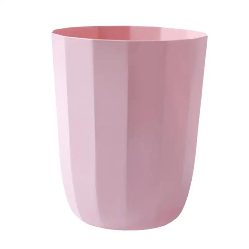 1pc Household Trash Can Open Trash Basket Plastic Basket for Bathroom Bedroom Kitchen (Pink)