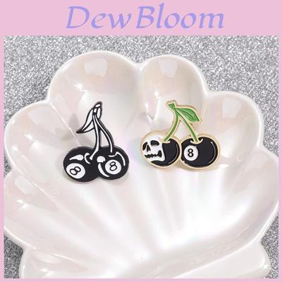 Unique Black 8 Ball Sports Metal Badge Creative Cherry Skull Cartoon Brooch Pin For Fashionable Wear
