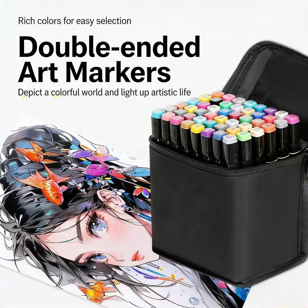 48/120pcs Professional Alcohol Based Double Ended Art Markers Set with Base, Perfect for Drawing Design Sketching Art Creation