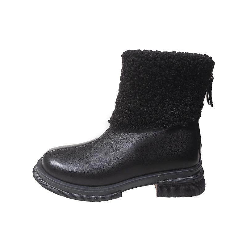 Low-heeled snow Martin boots women's shoes 2025 new autumn and winter velvet versatile short thin boots Martin boots