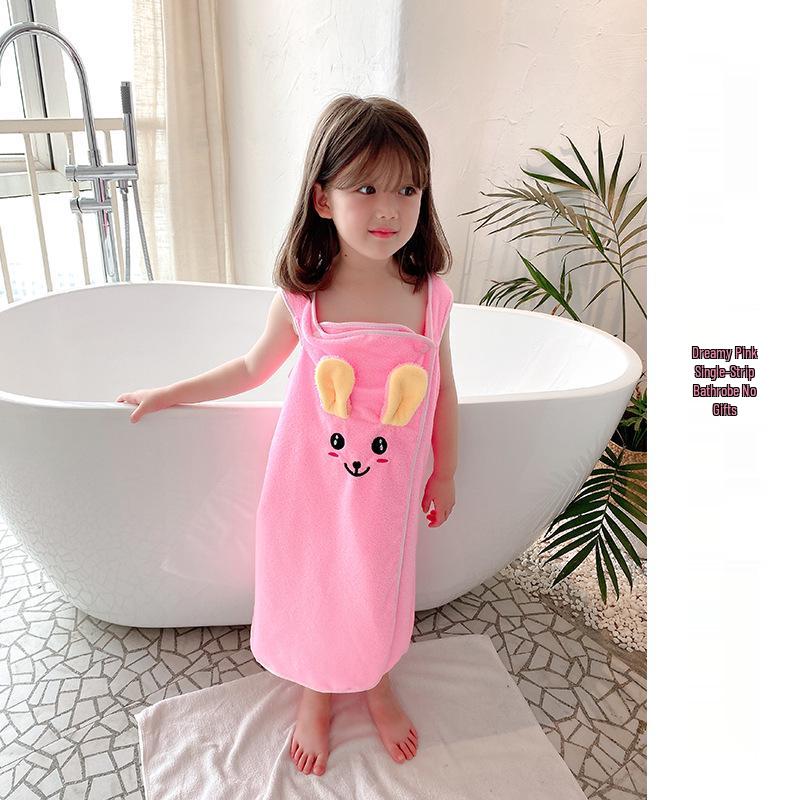 Coral Fleece Cartoon Bath Towel Set: Thick, Absorbent, Embroidered for Children and Mothers