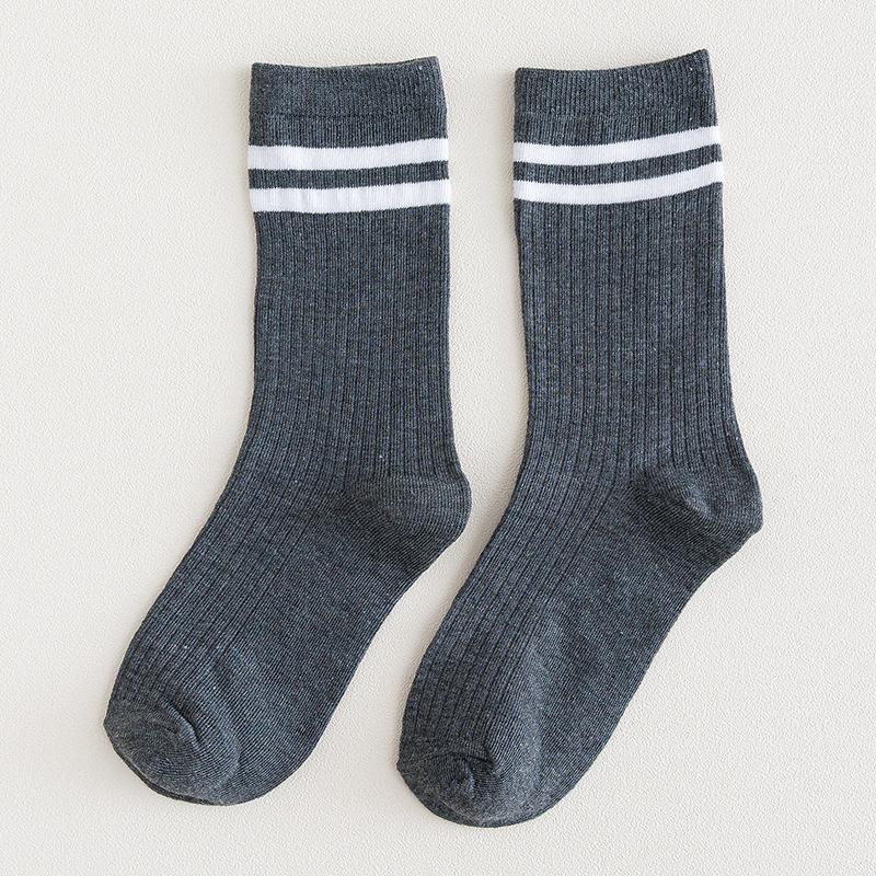 Harajuku Retro Wine Red Crew Socks Cotton Knitting Striped Long Socks Stripe Japanese High School Girls Cute Loose Socks Fashion
