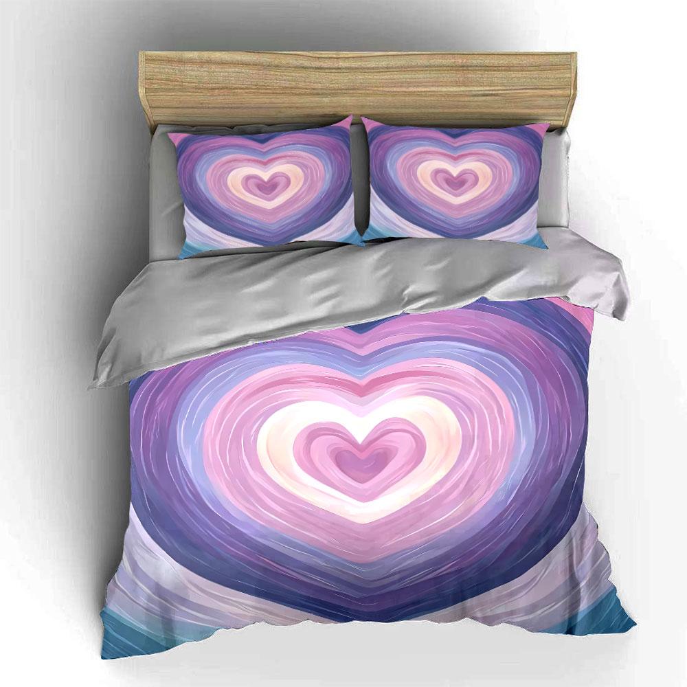 "Heart Pattern Decorative Art Set" Bedding Set with 1 Duvet Cover 2 Pillowcases Single Double King Queen, Gift