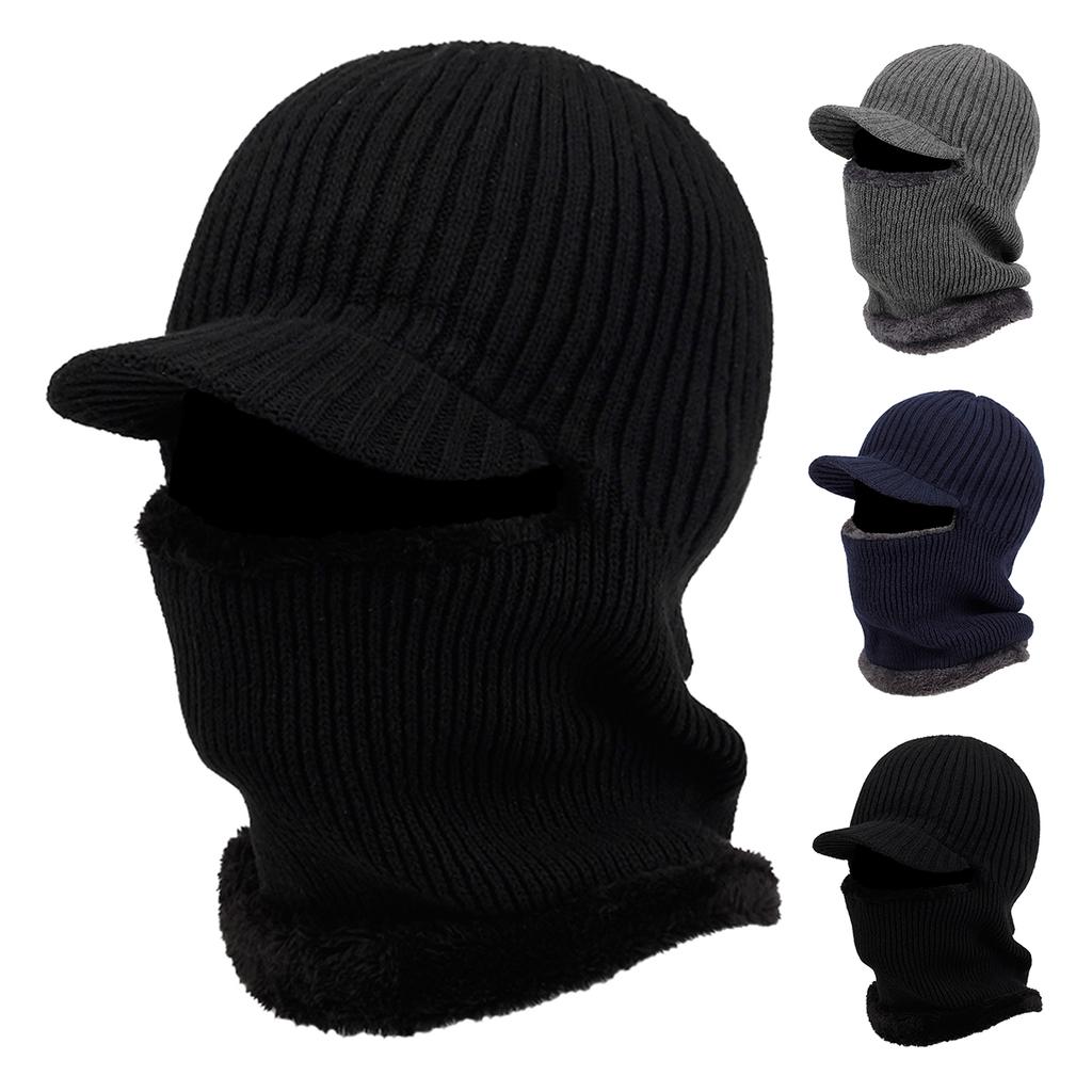 Unisex Scarf Beanies Cap Thick Earflap Knitted Hat Autumn Winter Outdoor Leisure Hats Travel Accessories for Women Men