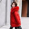 Dámské Zimní límec z umělé kožešiny s kapucí, větruodolný, velká kapsa Midi zateplená bunda nafukovací bunda Bavlněná vycpaná parka svrchní kabát