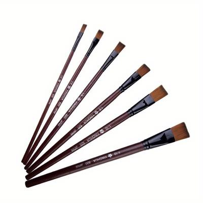 6pcs Nylon Oil Watercolor Paint Brush Pen Set Wooden Handle For Oil Acrylic Painting Art