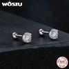 WOSTU Classical Round 0.1 CT Moissanite Stud Earrings For WOmen 925 Sterling Silver Original Earrings Moissanite Wedding Jewelry
