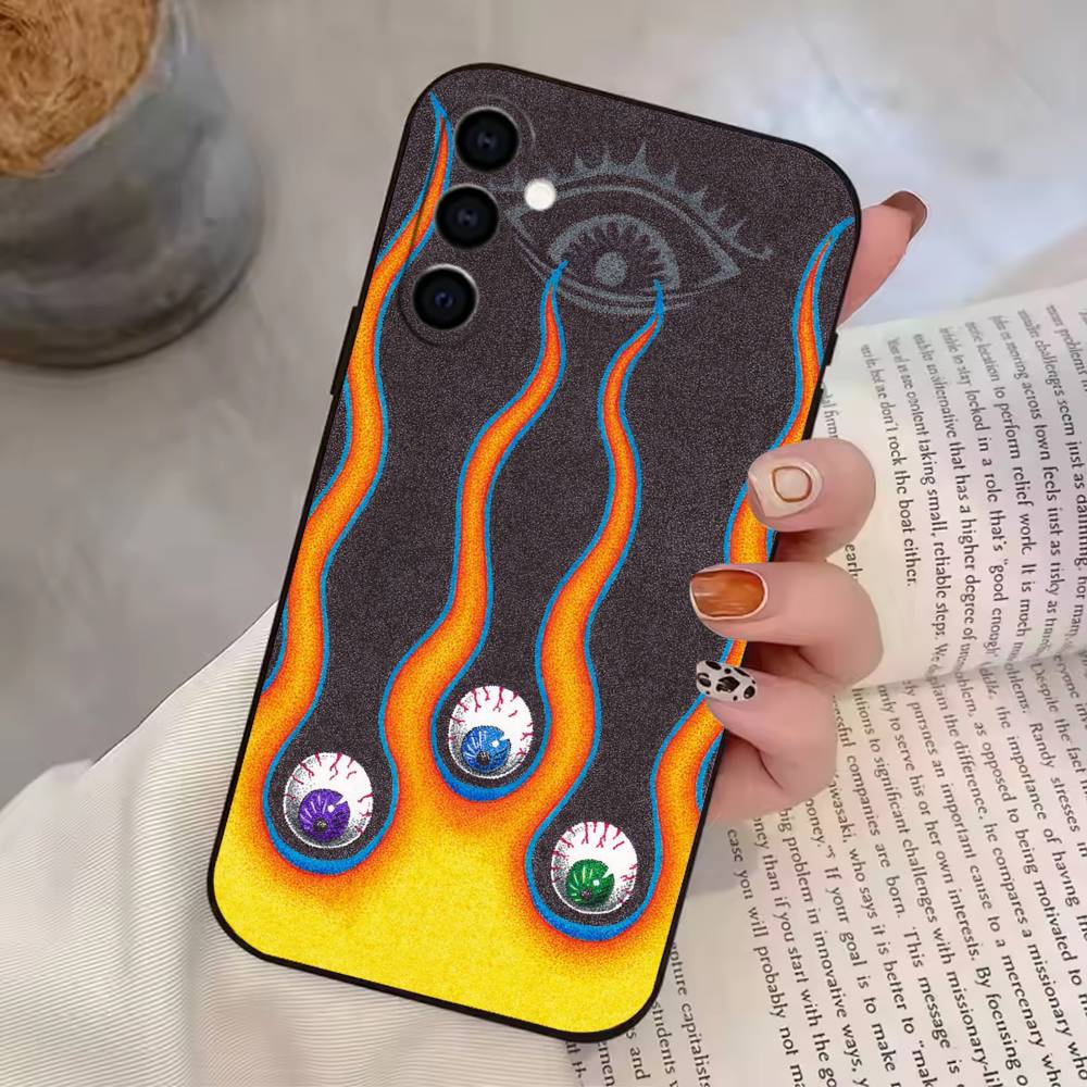 

Big Eyes Trendy Print Lines Phone Case For Samsung Galaxy A73,A72,A71,A70,A53,A52,A51,Soft Silicone Black Cover Samsung a50 30s 50s
