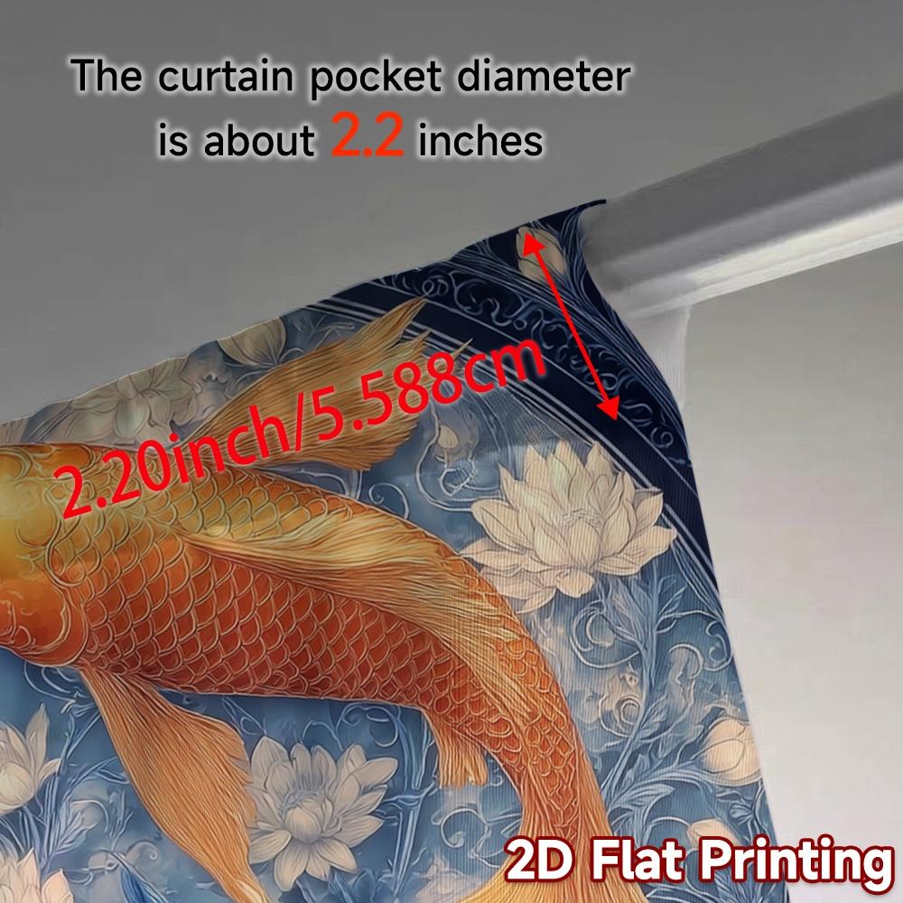 2pcs   2D FLAT PRINTING Curtains (Without Rod) YinYang Koi Chic Curtain Cloth Versatile 100% Polyester Curtains All Seasons