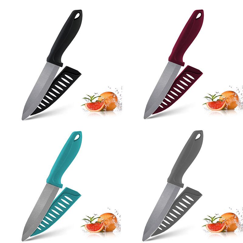 Ceramic Knife 3 4 5 6 Inch Sharp Kitchen Chef Knives Utility Slicer Paring Serrated Bread Meat Cleaver with Sheaths Black Blade