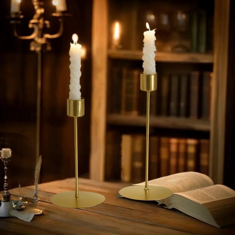 HOT European Style Metal Candle Holders Simple Golden Wedding Decoration Bar Party Living Room Decor Home Decor Candlestick