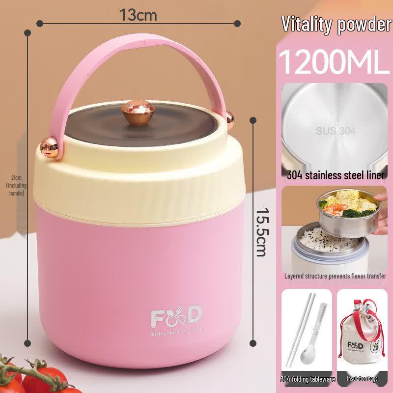 ZISIZ 304 Stainless Steel Insulated Lunch Box with Thermal Bag