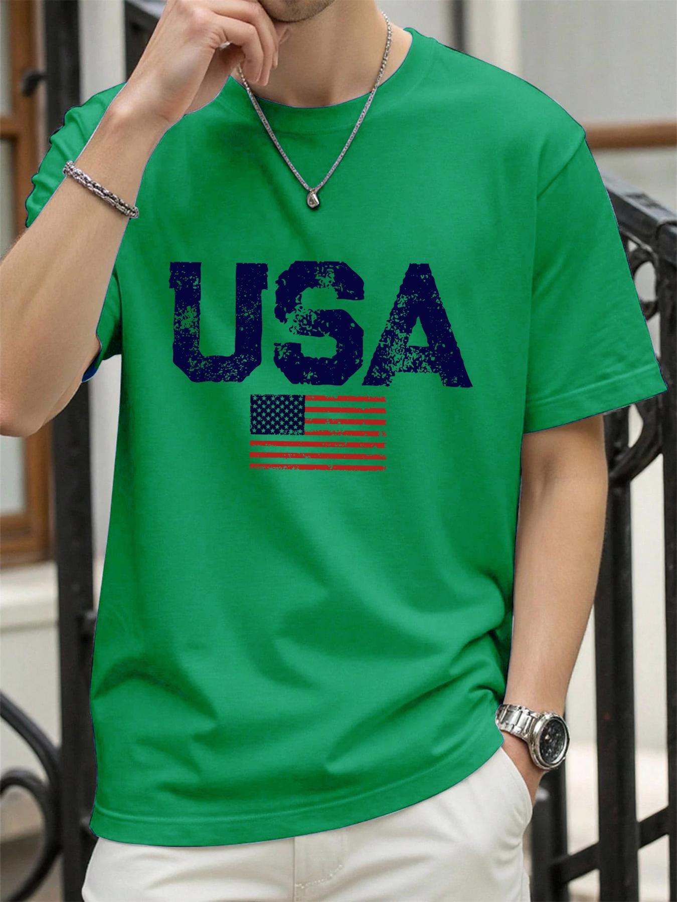 

Usa Letter American Flag Prints Man TShirts Cotton T Shirt Hip Hop Summer Clothing Loose Fashion Tee Male AllMatch Streetwear 4XL