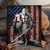1PC Knightly Valor And Patriotism Flannel Blanket Gift, Suitable for Both Men And Women, Soft Ideal for Beds And Sofa, Birthday Or Christmas Gift