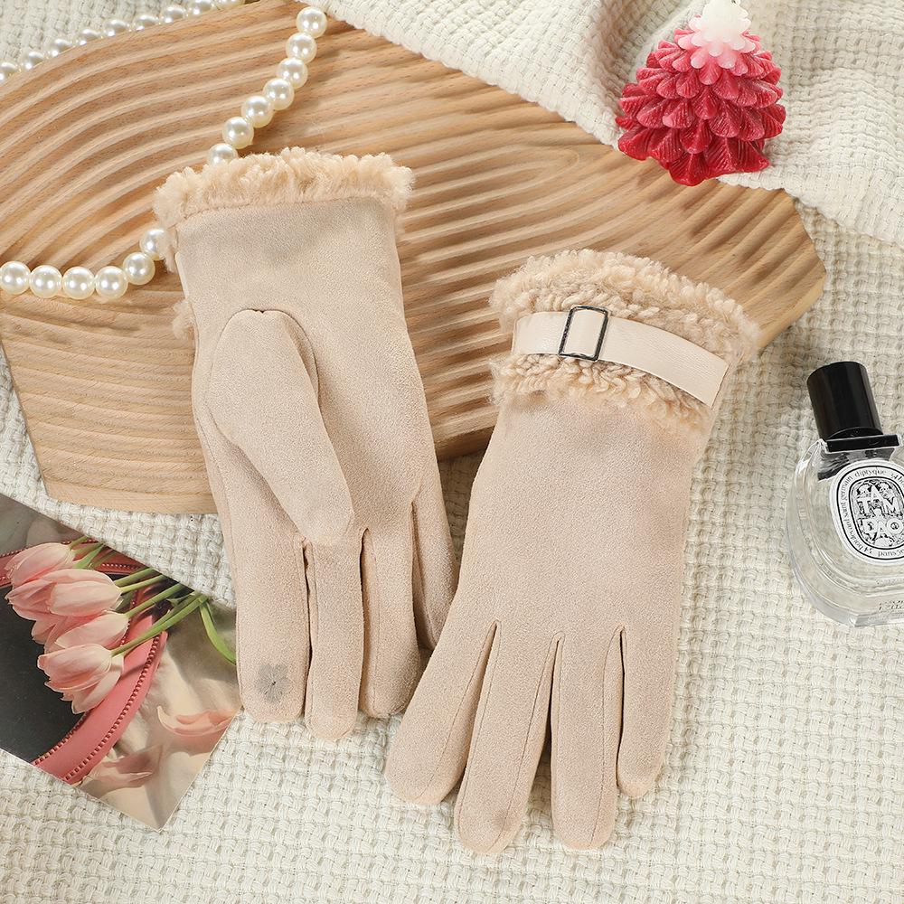 Women's Suede Winter Gloves: Warm, Fleece-Lined, and Windproof for Cycling and Driving