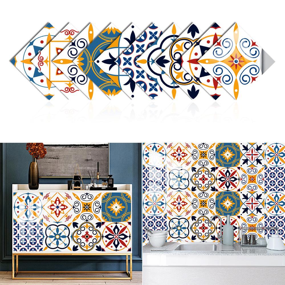10pcs Mosaic Crystal Hard Film Tiles Sticker Kitchen Wardrobe Home Decor Oil-proof Peel and Stick Waterproof Wall Decals