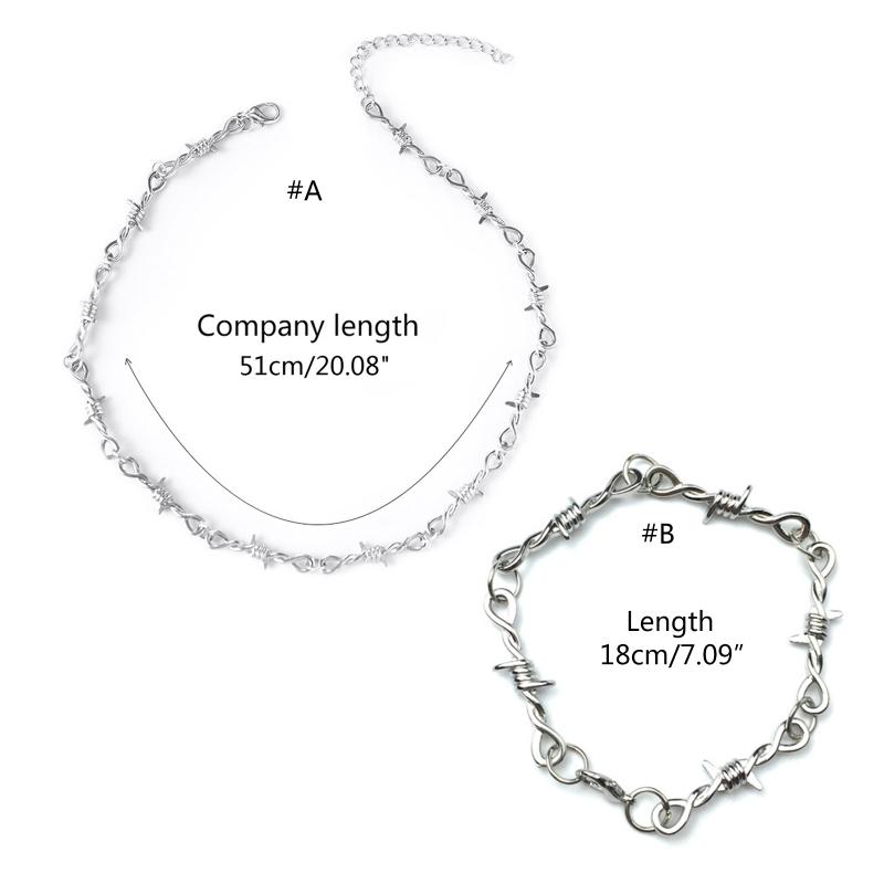 Punk Thorns Necklace Gothic Barbed Wire Chain Necklace for Men Women Adjustable Hip Hop Bramble Chokers Necklace Jewelry