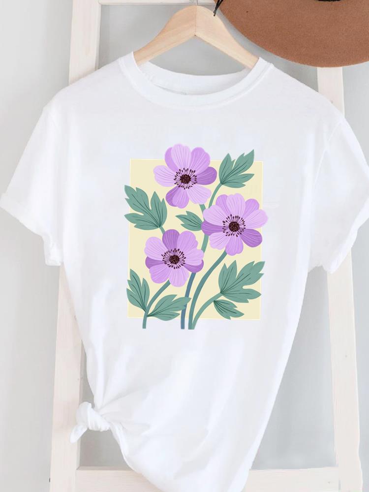 (Asian Size) Short Sleeve Women's Top T Female Print  Fashion Ladies O-neck Butterfly Cute Lovely Casual Clothing  Graphic Tee T-shirts