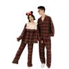 Korean Style Plaid Lace Couple Homewear Set - Autumn/Winter