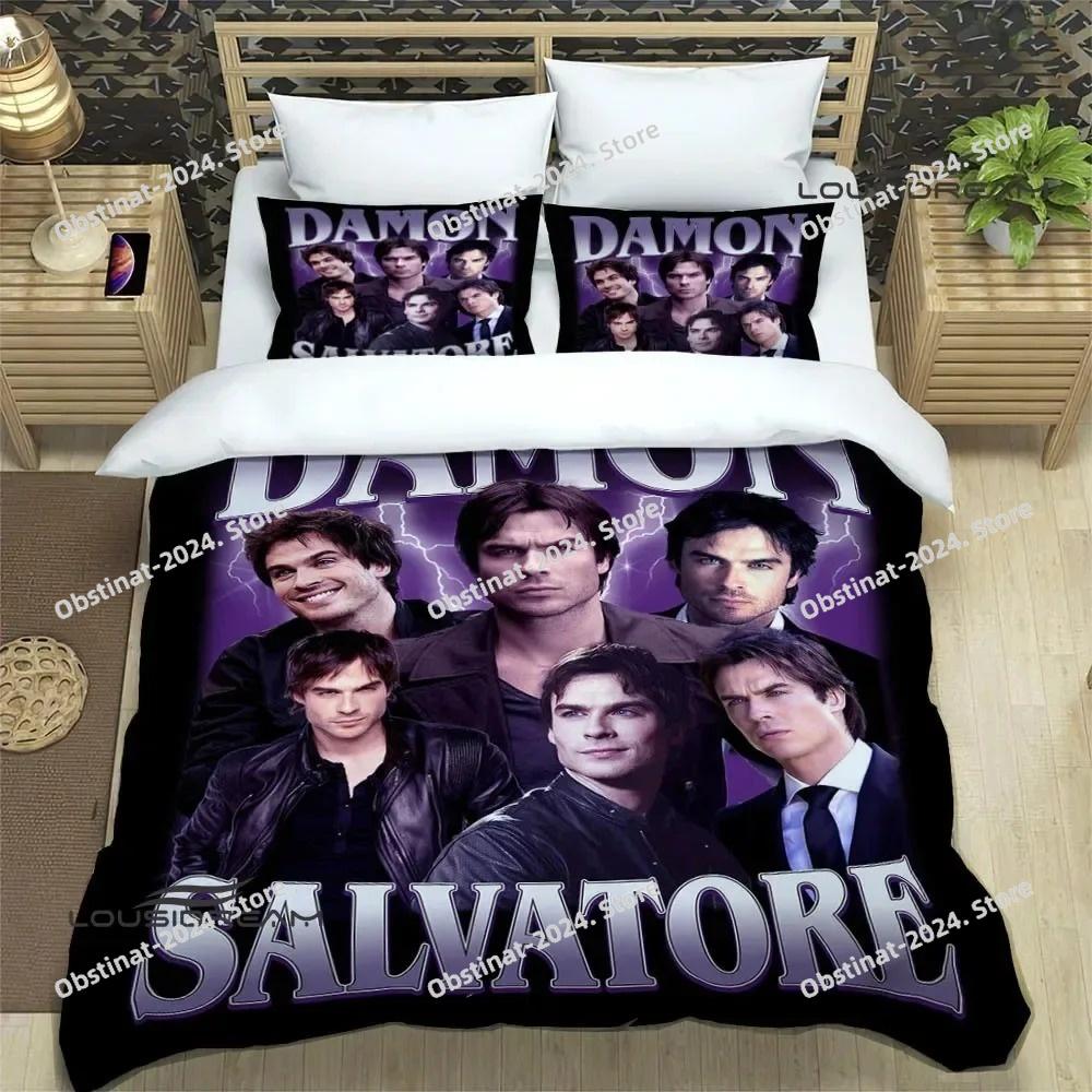 The Vampire Diaries Damon Salvatore Bettwäsche-Sets exquisites Bettwaren-Set Bettbezug Bettdecke-Set Bettwäsche Zimmerdekoration