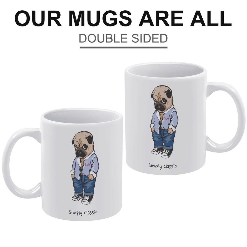 1 Stück 11oz Weiße Keramiktasse Doppelseitig bedruckte Dekoration Langlebige Kaffeetasse für Zuhause Büro Praktisches Geschenk