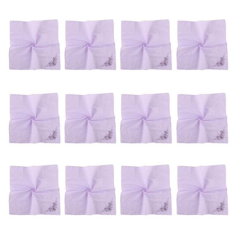 12 Pack Colorful Embroidery Handkerchiefs Soft Fabric Handkerchief Multipurpose Handkerchief for Decoration