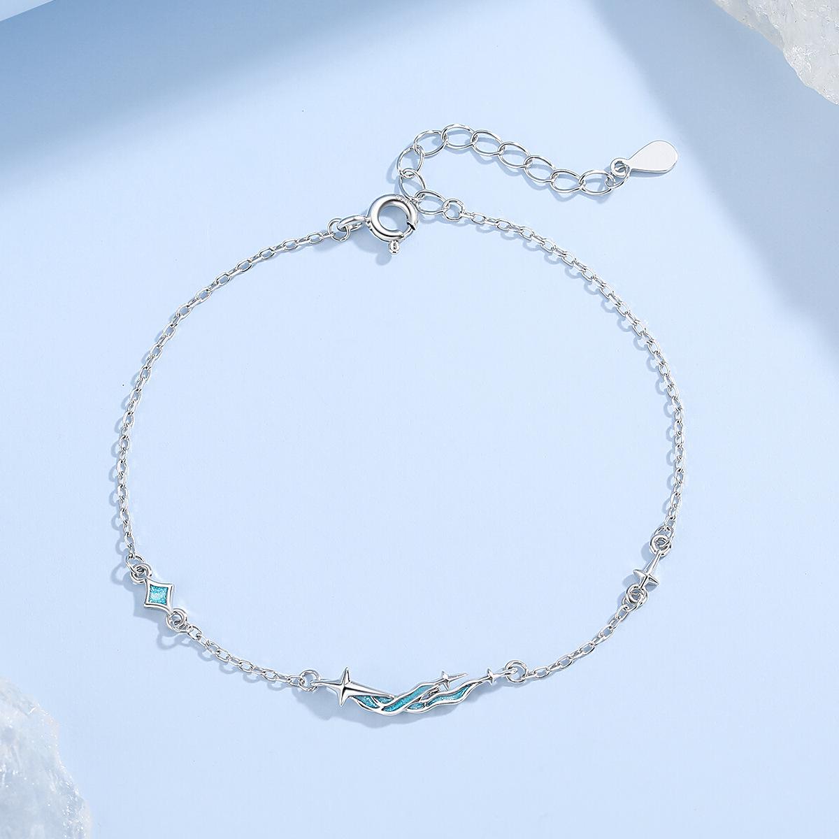 Tichya Polaris Bracelet: S925 Sterling Silver Enamel Starry Design for Women S925 Silver