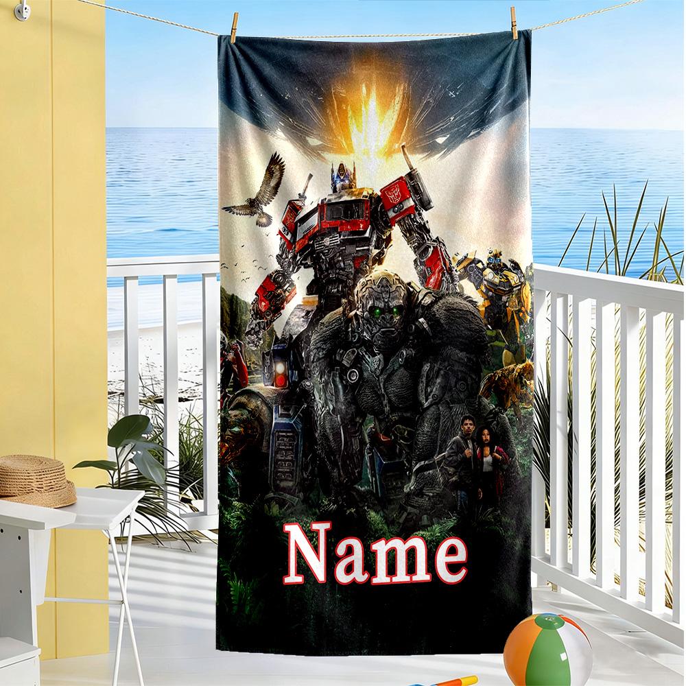 Love Transformers Customize Your Name Beach Towel Super Soft Microfiber Quickdry Fabric