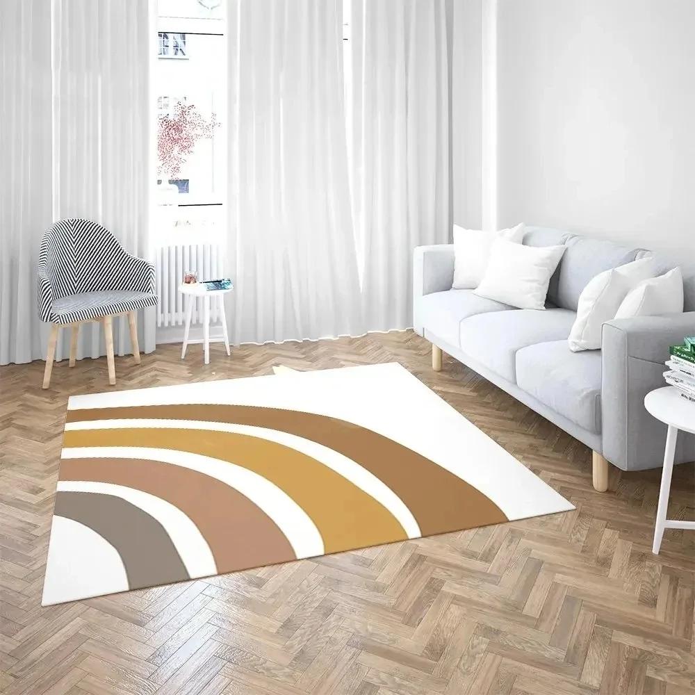 Rainbow  Carpet Mat Rug with Modern  Abstract Minimalist Pattern Home Decoration for Living Room Bedroom Non-slip Indoor Rug