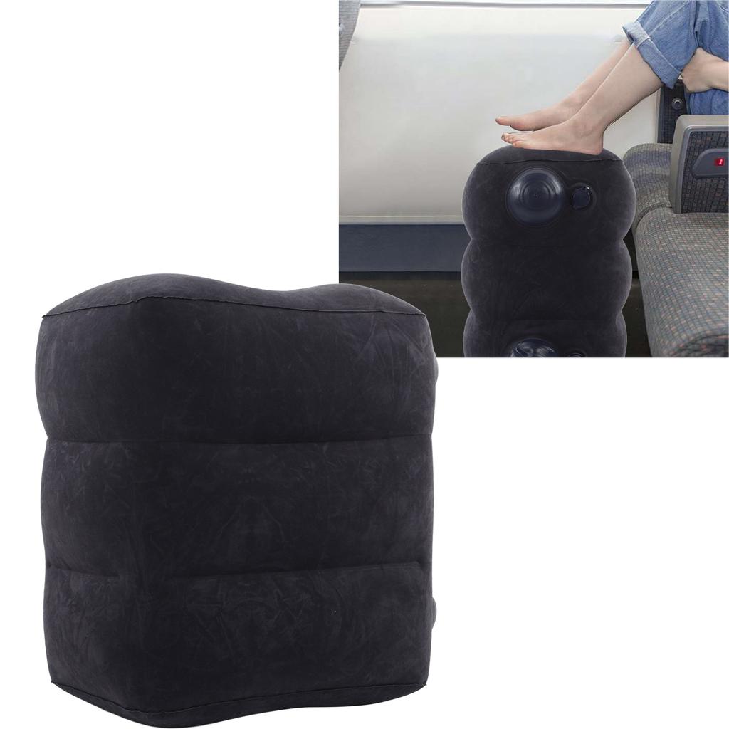 Inflatable Foot Rest Promote Blood Circulation Relieve Fatigue PVC Flocking Inflatable Footrest Cushion for Travel