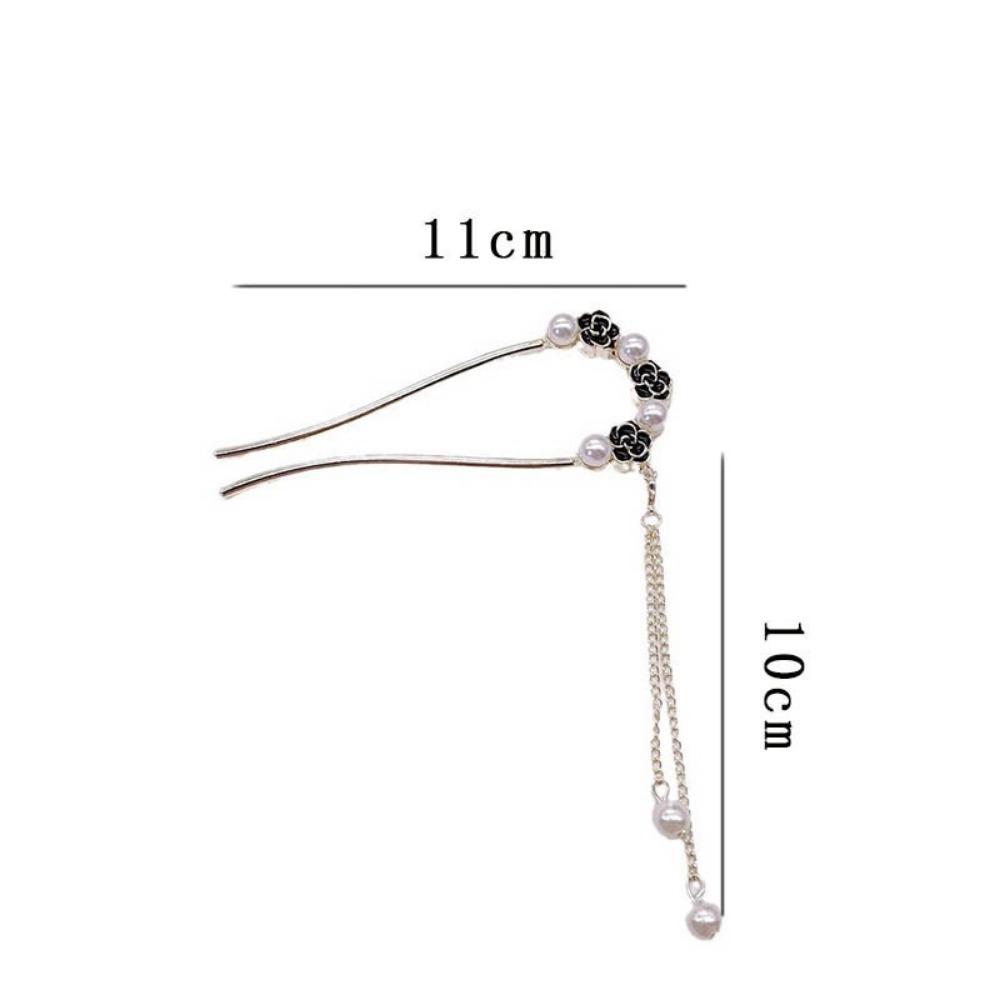 1pc Fashionable U-shaped Hairpin Retro Camellia Step-Swing Hairpin High-End Chinese Headpiece for Back Coils Advanced Hairpin