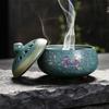 Enamel Lotus Pattern Ceramic Incense Burner for Home Use