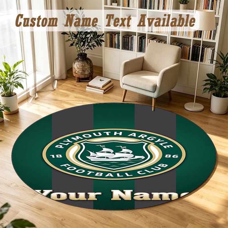 Rond Kleed Custom NaamPlymouth Argyle FC Patroon Antislip Tapijt Huis Vloer Decoratie