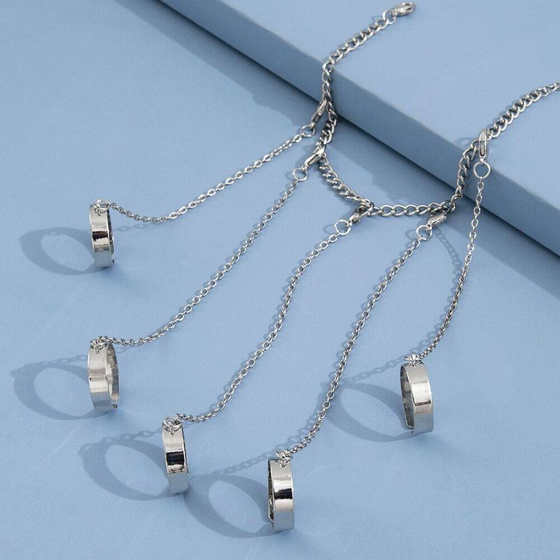 Fashion 2023 Metal Chain Bracelet Ring One-Piece Ring for Men and Women Hip Hop Punk Disco Dancing Ring Retro