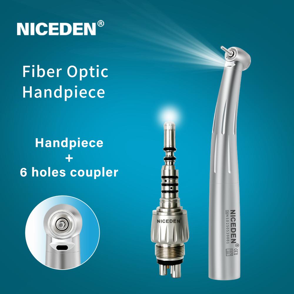 Niceden Dental High Speed Handpiece MINI Head Fiber Optic Air Turbine Handpiece 9000L For Kavo Coupling Dentistry Super Powerful Tools