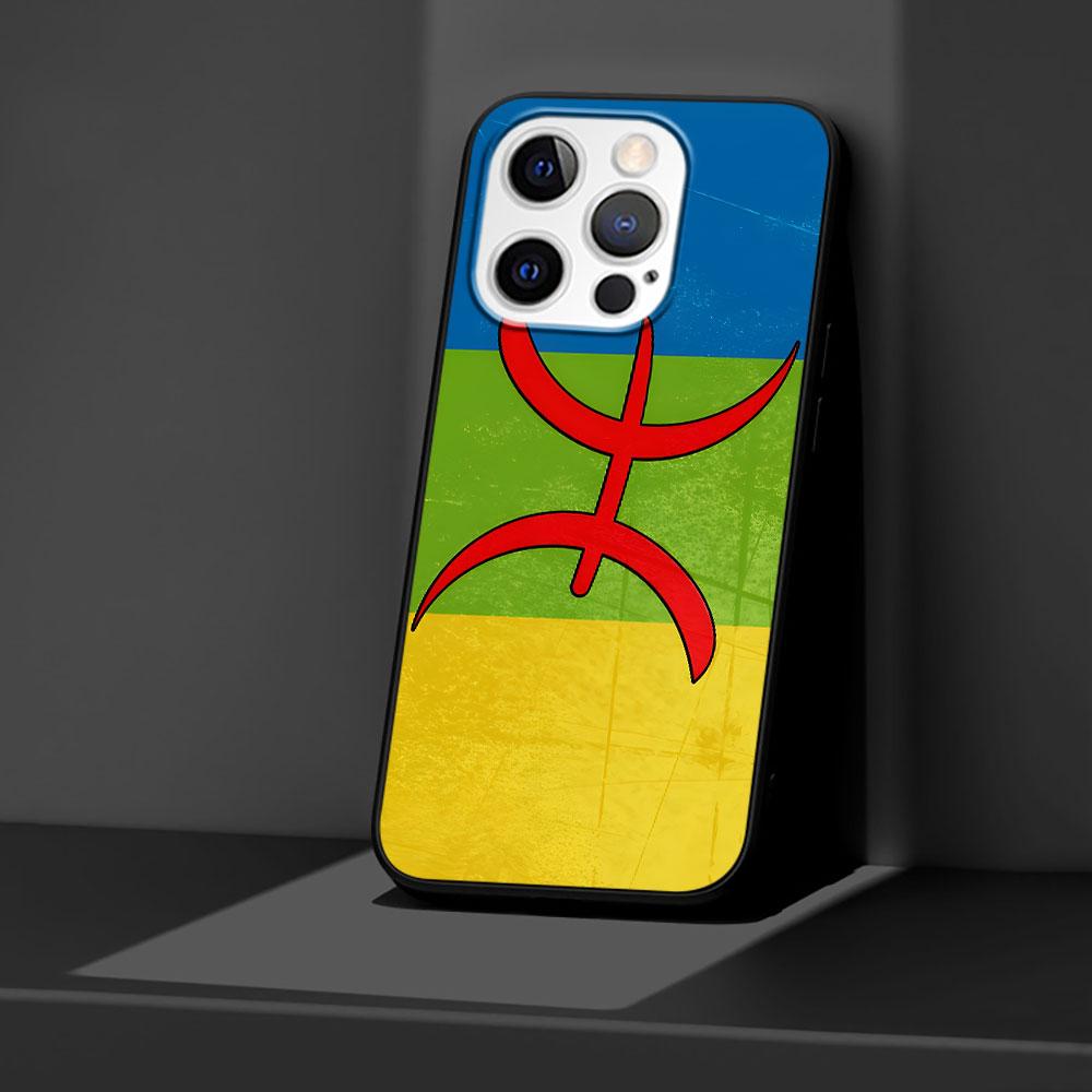 Flag Amazigh Berber Case for Apple iPhone 14 11 7 SE 2020 8 X XS 13 12 Mini XR 15 Pro Max Silicone Black Soft Phone Cover