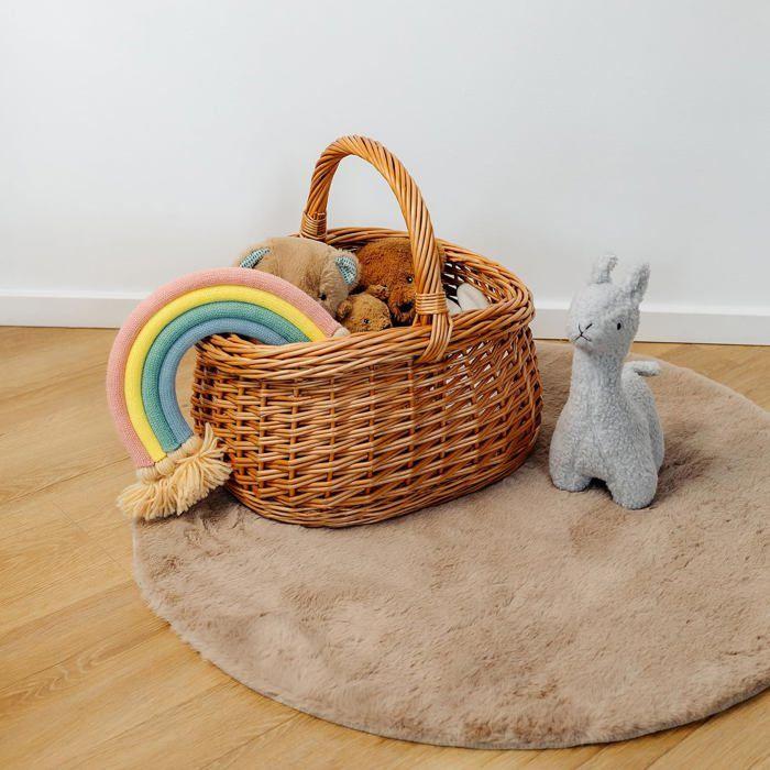 Panier - CREATIVE HOME - Osier Champignons - Osier naturel tressé main - Ficelles amovibles lavables - 43x33x40 cm