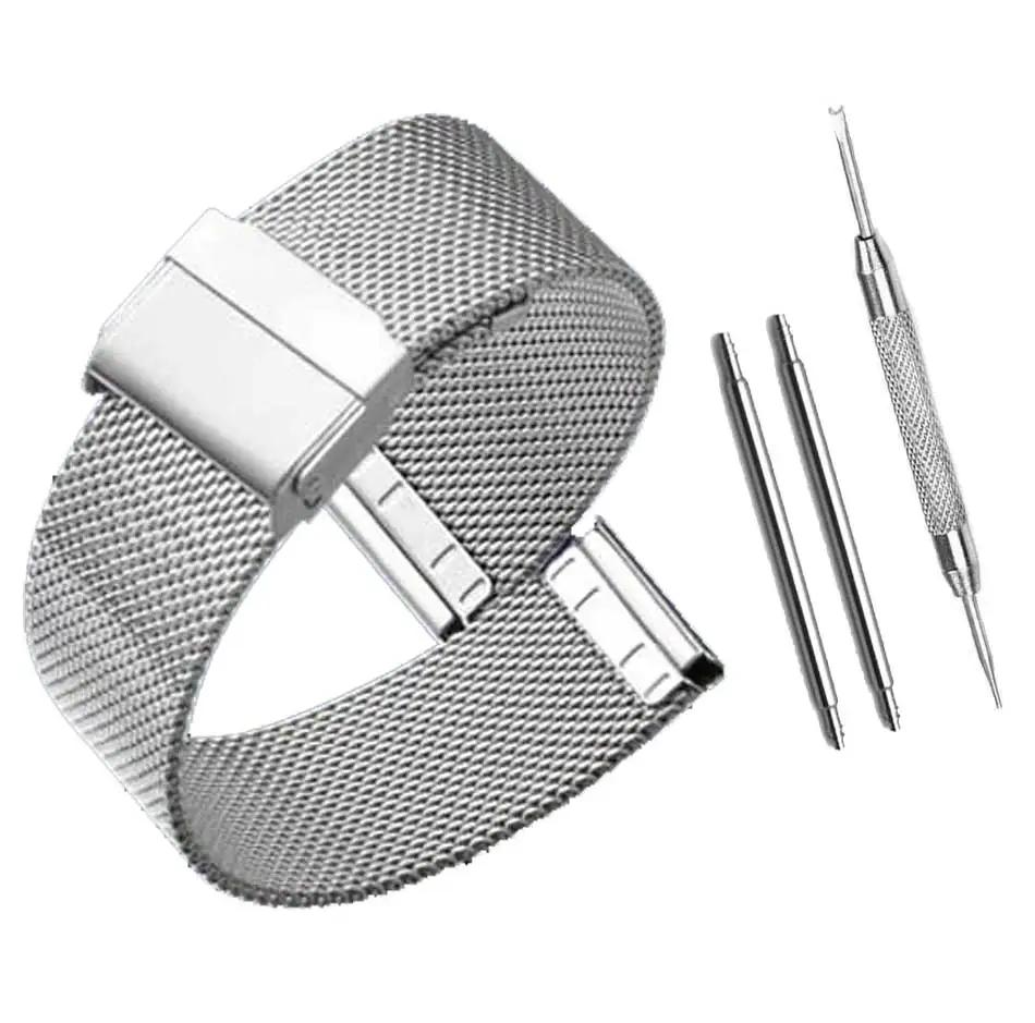 Milánský řemínek na hodinky 12mm 14mm 16mm 18mm 20mm 22mm 24mm Univerzální nerezová ocel kovový řemínek na hodinky Pásek Náramek Černý Růžové zlato