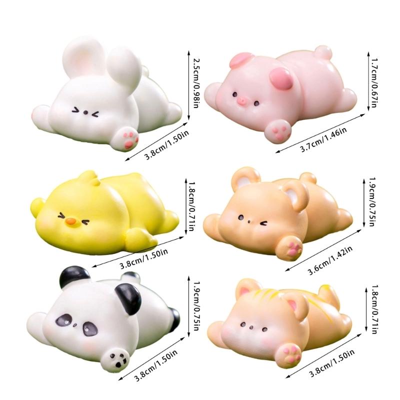 6pcs Cartoon Animal Desk Ornaments Resins Decorative Miniature Figurines Accessories for Kids Room and Living Room Table