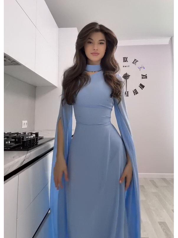 2025 Damen Einfarbiges Pendlerkleid mit Kappenärmeln