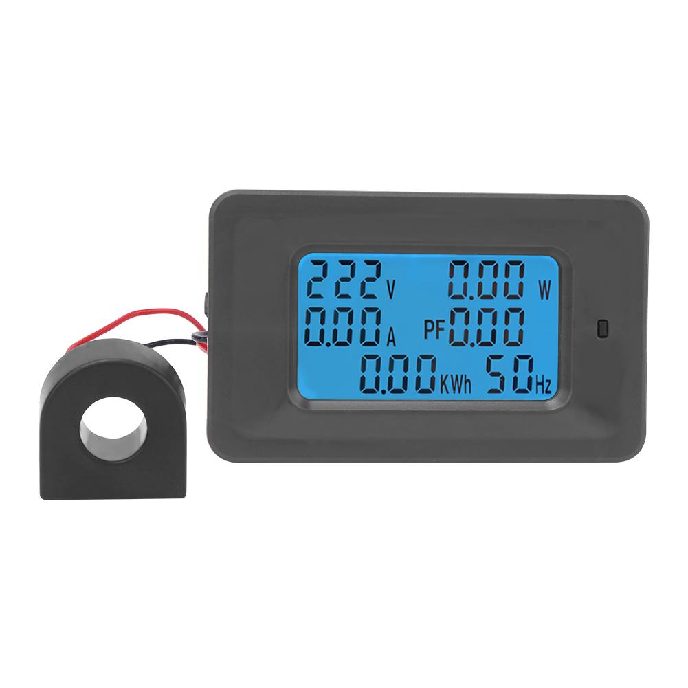 6 in 1 Digital LCD Meter Voltage 110-250V Current 100A Power Monitor Panel with Mutual Inductor voltage meter current meter