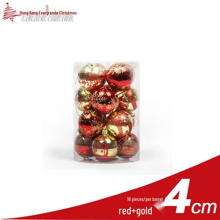 Set of 16 Painted Christmas Ball Ornaments - 4cm, 6cm, 8cm - Shiny Decorative Hanging Baubles