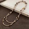 Handmade Layered Tigers Eye Brown Pearl Necklace 118cm Long Chain Minimalist Chic Statement Jewelry Women Daily Wear