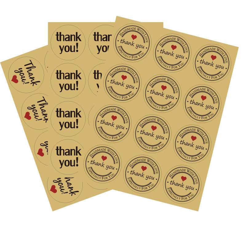 120 Stickers Kraft Paper Thank You Stickers3.8cm Thank youSealing Sticker Adhesive Label Stickers