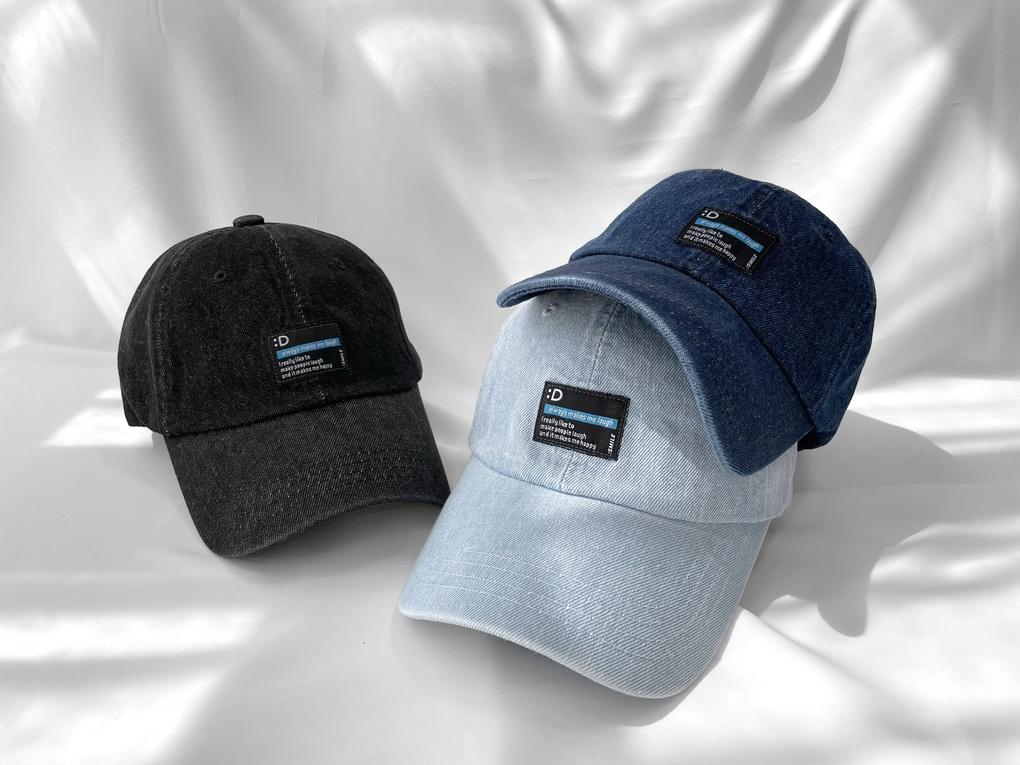 Women's Unisex Smile Denim Ball Cap Basic Cap