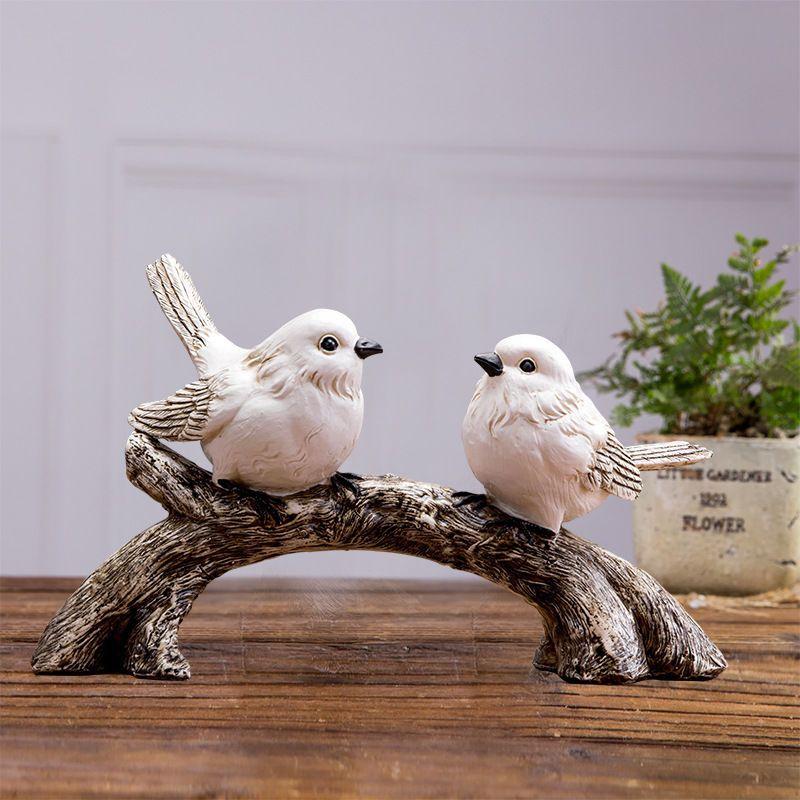 Nordic Vintage Resin Birds Statue Accessories Art Home Bedroom Desk Figurines Decoration Items Cafe Office Table Sculpture Decor