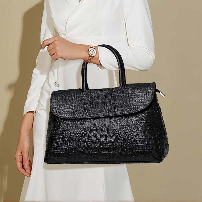 Nuova Borsa da Mano da Donna di Alta Gamma con Motivo Coccodrillo in Pelle di Mucca Versatile Borsa da Lavoro per il Pendolarismo