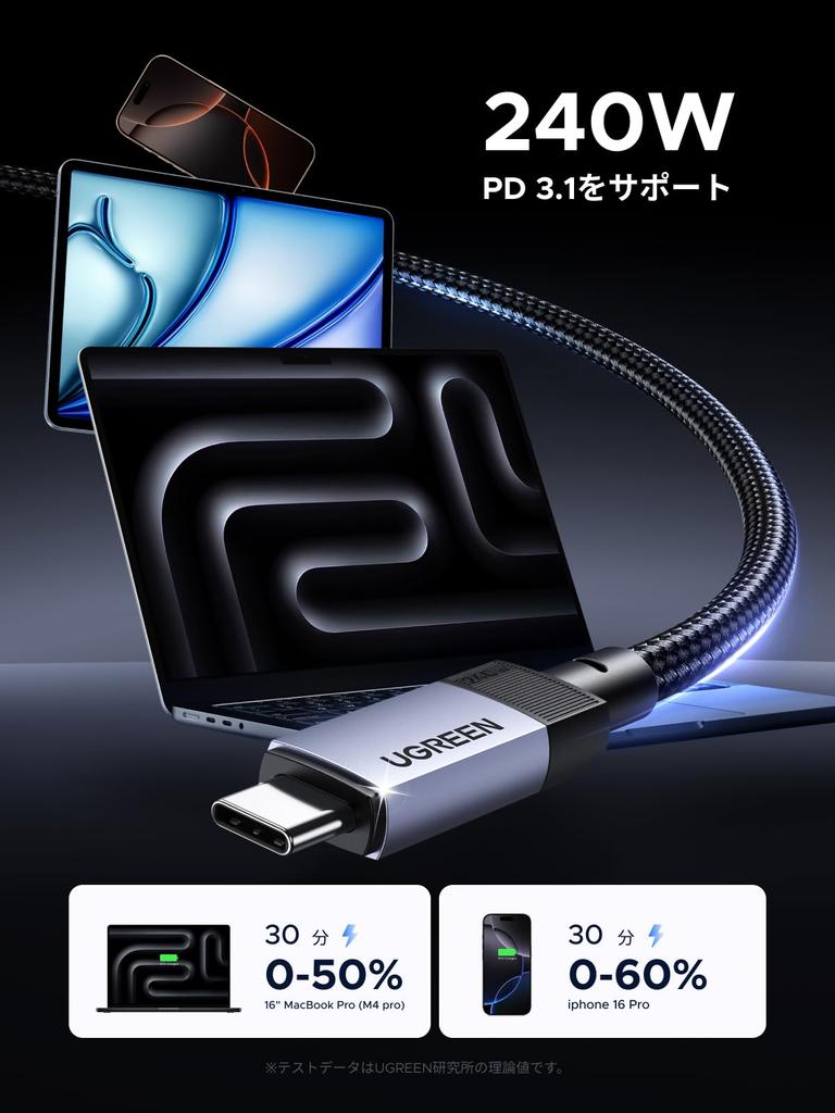Ugreen USB4 240W To Thunderbolt Backward Fast 40Gbps Bidirectional 8K Video Multifunctional Cable with Durable Nylon Compatible with iPhone 16 MacBook