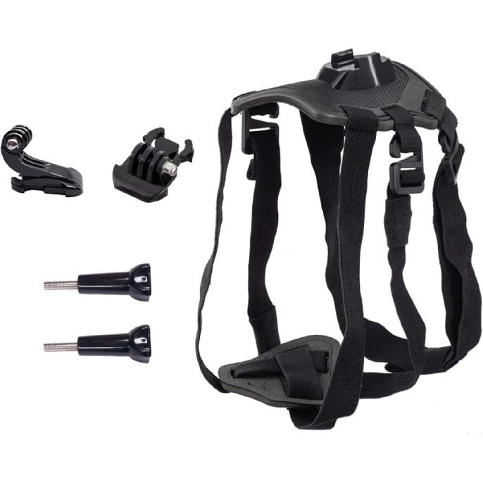 Dog Harness Mount for Gopro, Soft and Adjustable Dog Harness Vest with 2 Mouting Base Pet Chest and Back Fixation for Gopro Hero All Models, Suitable