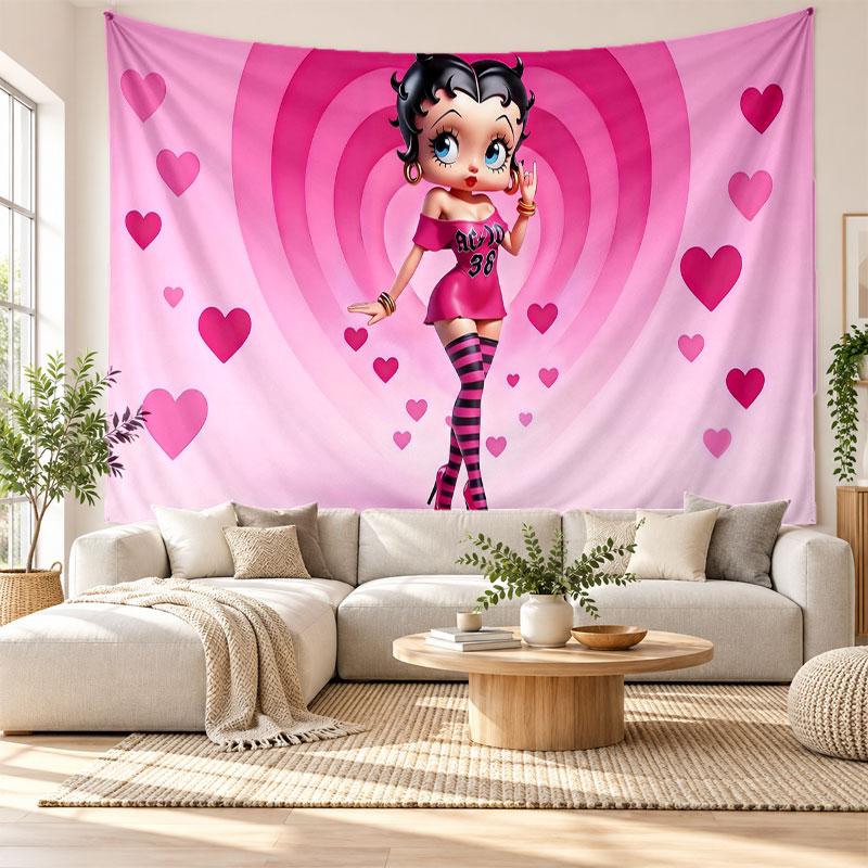 Betty Boop Wall Tapestry Home Decor Hanging Cloth Art Background Tapestry for Bedroom